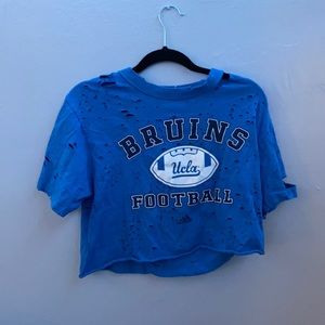 distressed ucla cropped tee